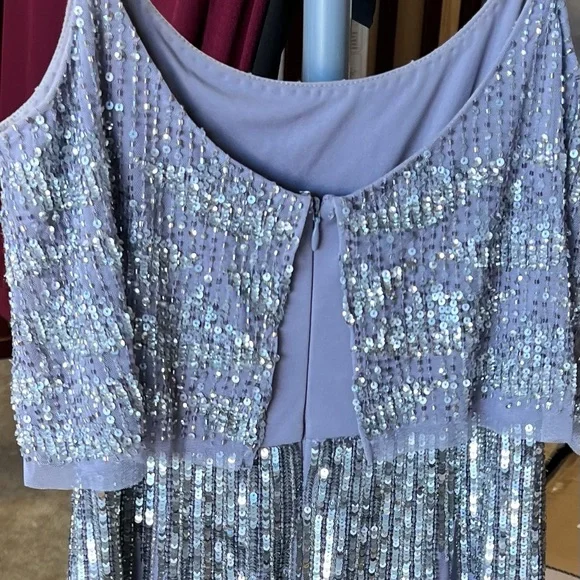Aidan Mattox Silver Sequin Mini Dress - Picture 14 of 15
